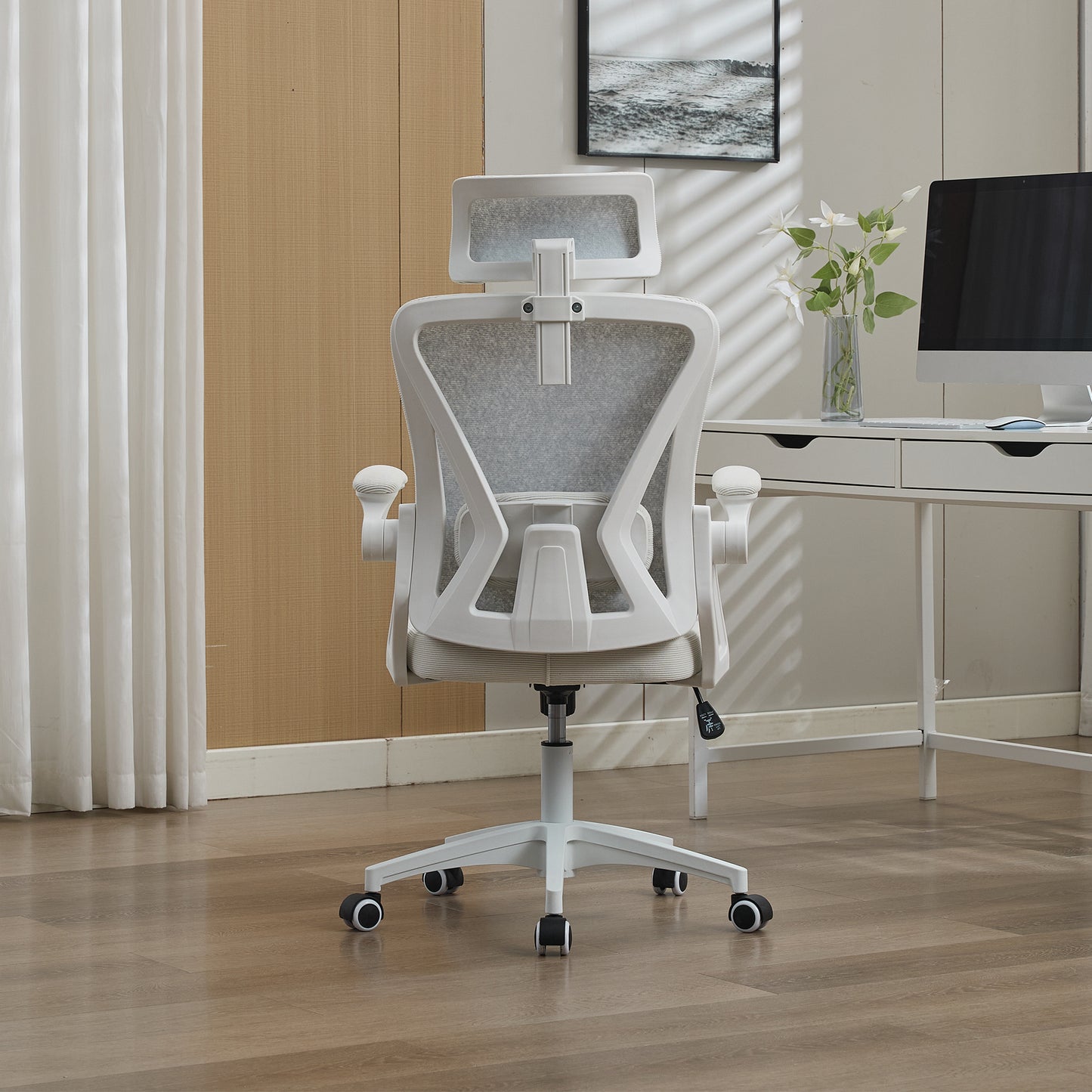Ergonomic Mesh Office Chair With Adjustable Lumbar Support And Headrest - High-Back Executive Desk Chair For Home Office