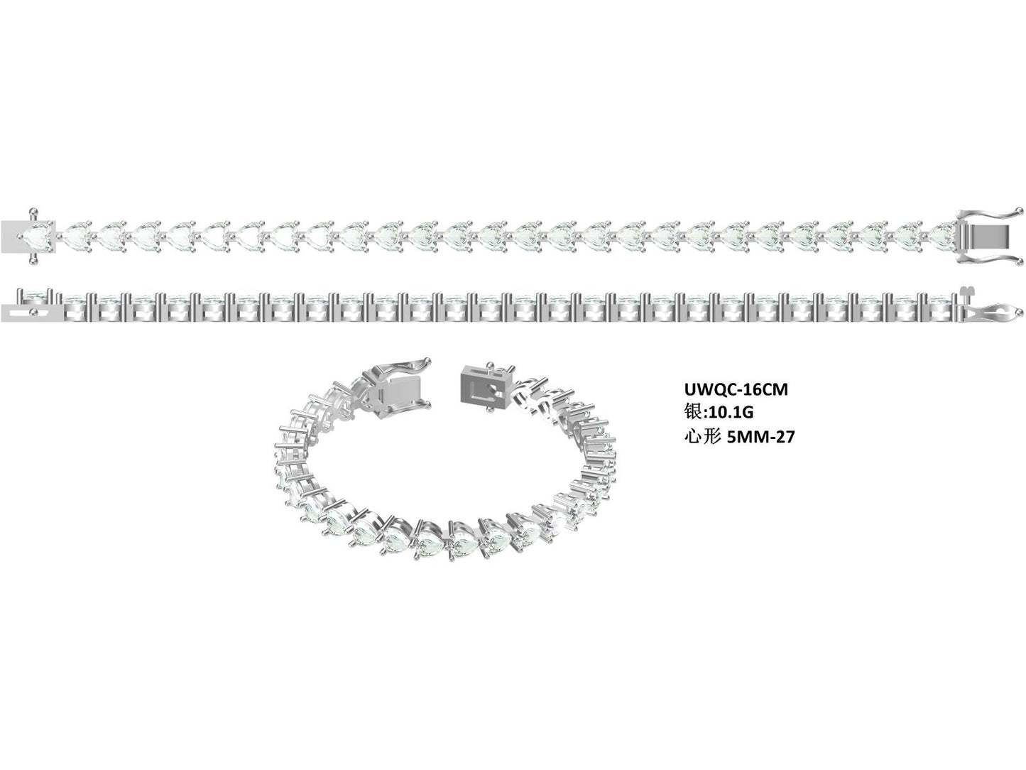 S925 Sterling Silver 5x5mm Heart Cut Moissanite Tennis Bracelet D Color VVS1 16-18-20cm Platinum Plated GRA Certified Gift Box