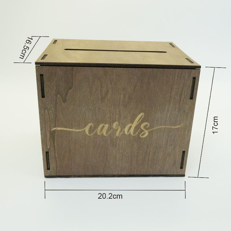 Rustic Wooden Wedding Card Box With Slot, Cards Lettering Wooden Gift Card Holder Box For Wedding Reception, Bridal Shower, Graduation Party Decor