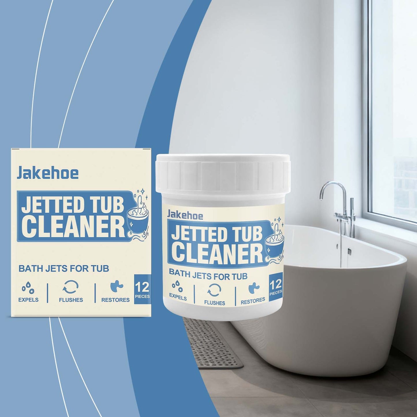 JAKEHOE Jet Bath Cleaner Pads Deeply Clean And Remove Stains, Leaving Surfaces Shiny And Smooth, Even Out Limescale And Dirt.