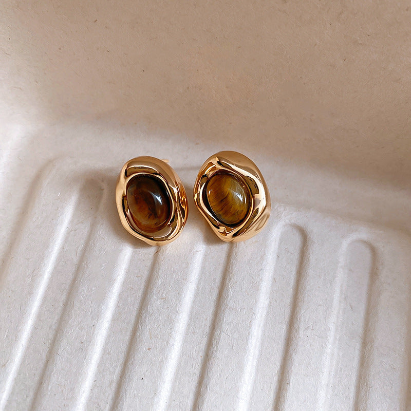 Refined Brushed Metal Earrings For Women Silver Needle Minimalist Premium Jewelry