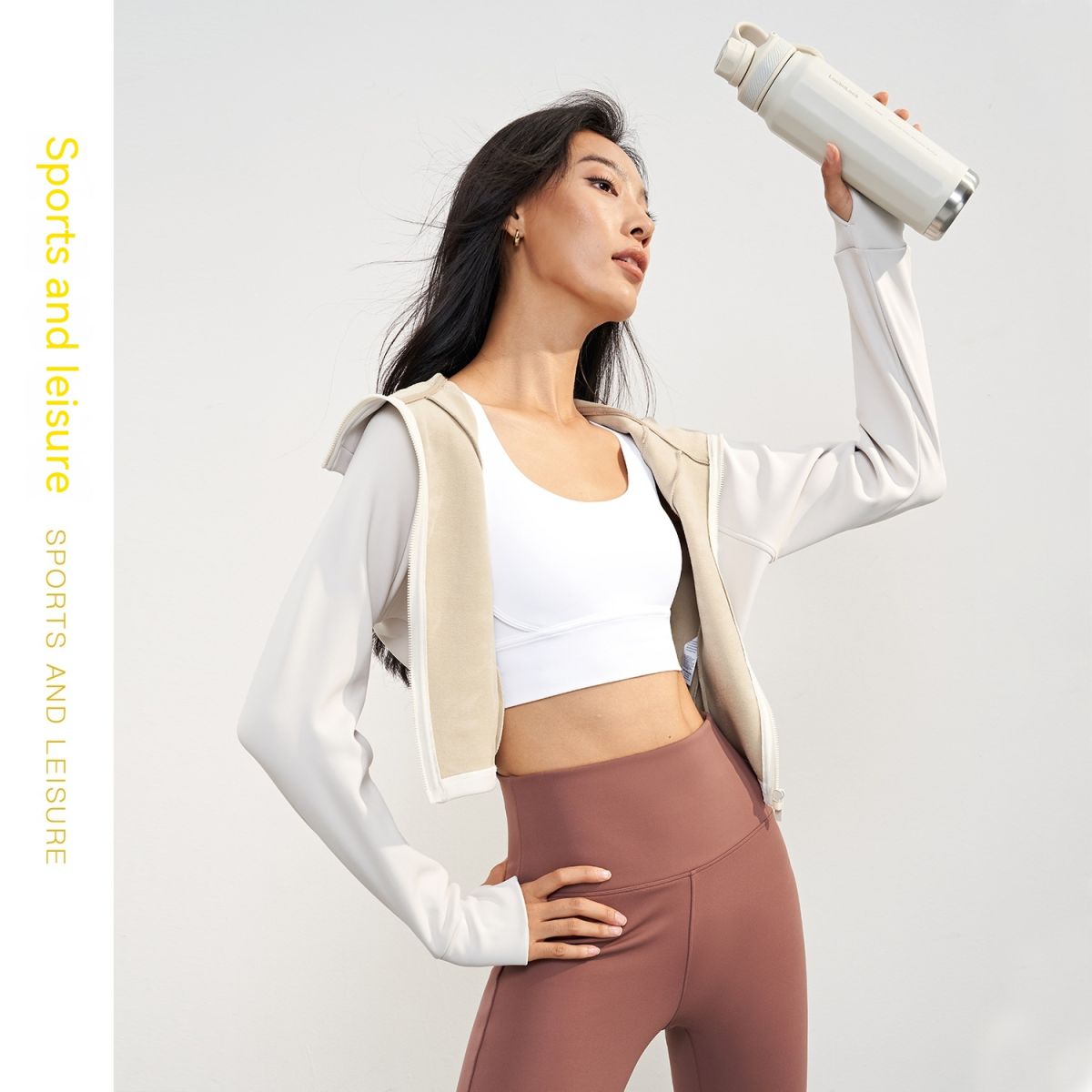 Autumn And Winter Fleece-lined Thickened Hooded Yoga Jacket Women's
