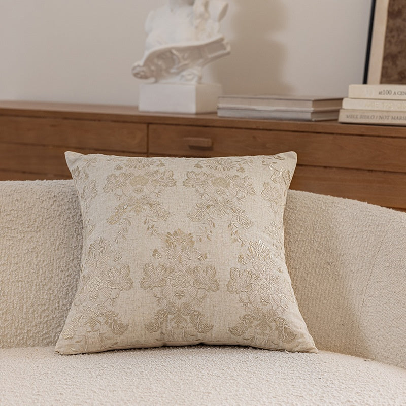 Floral Embroidered Plant Home Living Room Decorative Sofa Throw Pillow