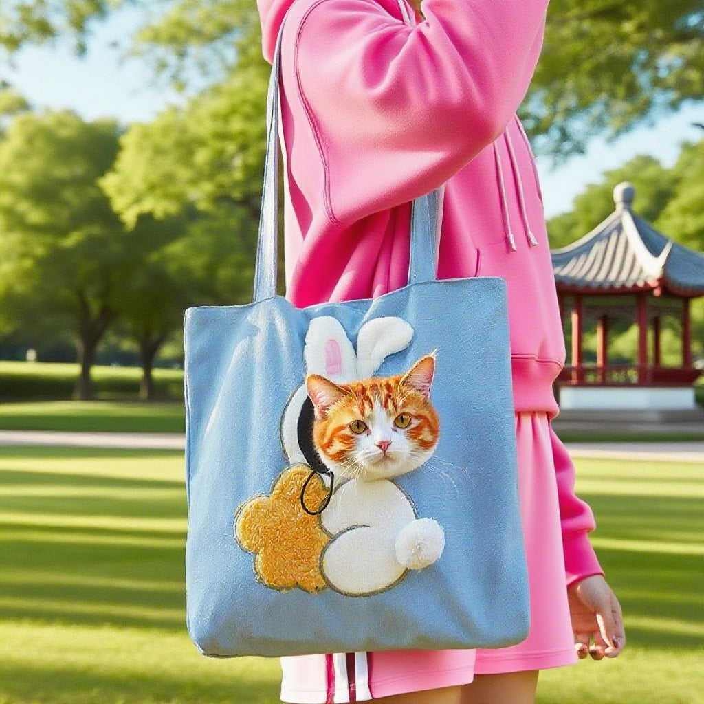 Large-capacity Canvas Pet Carrier With An Open Top