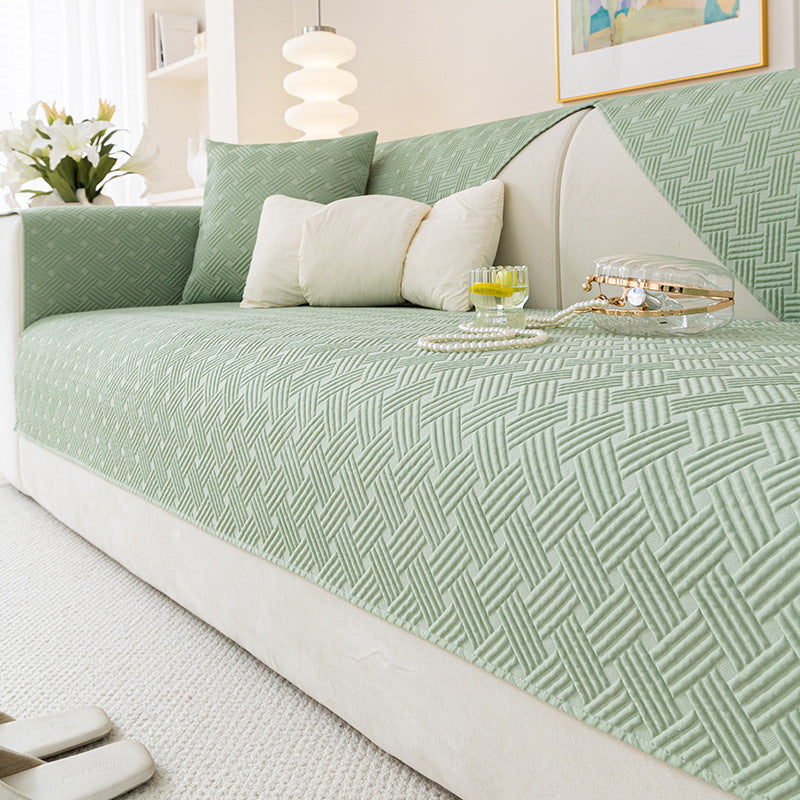 Cream-colored Viscose Sofa Mat Cooling Summer Sofa Cover