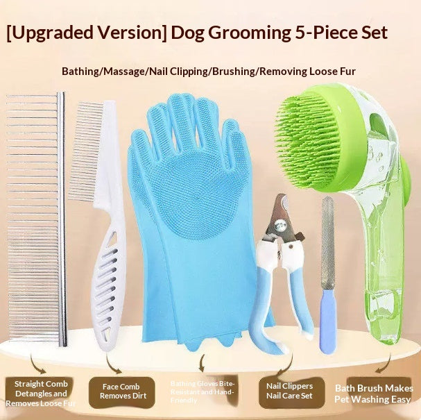 Pet Bath Brush Bath Gloves Nail Clippers