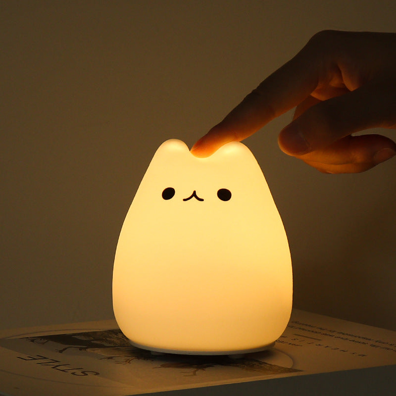 Cute Big-Headed Cat Creative Healing Silicone Charging Lamp