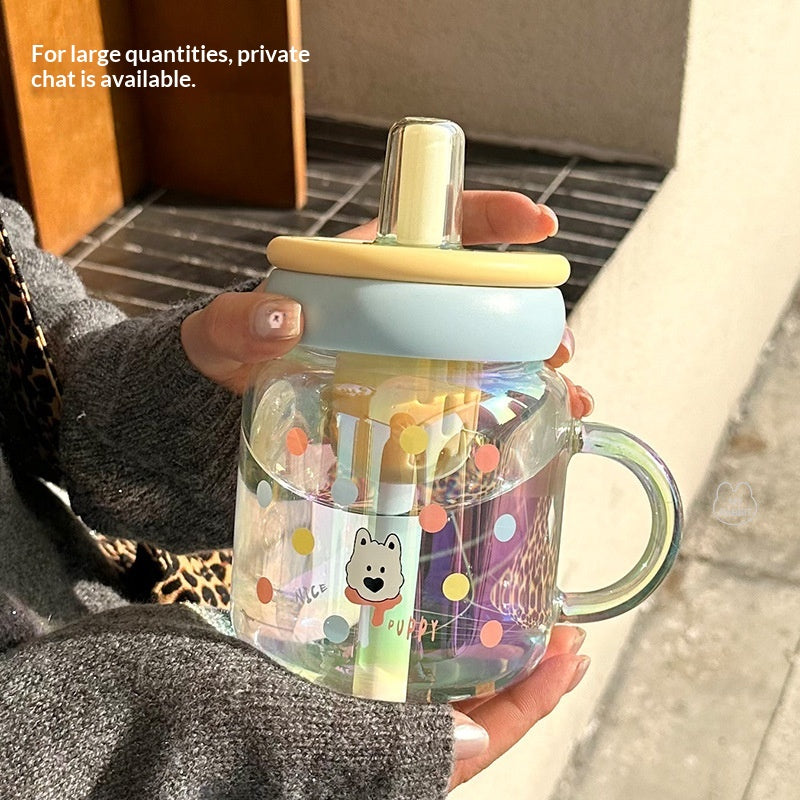 New Large Capacity Glass Cup With Tea Water Separation And A Straw