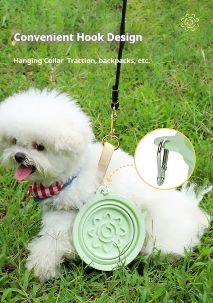 3-in-1 Pet Travel Collapsible Bowl Foldable Slow-Feeder With Strong Suction Cups  Portable Silicone Dog Bowl With Hook For Hanging On Collar-Backpack