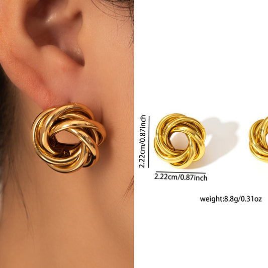 Gold Stainless Steel Earrings For Women, Niche Light Luxury Fashion High-End Tarnish Resistant Titanium Steel Ear Jewelry