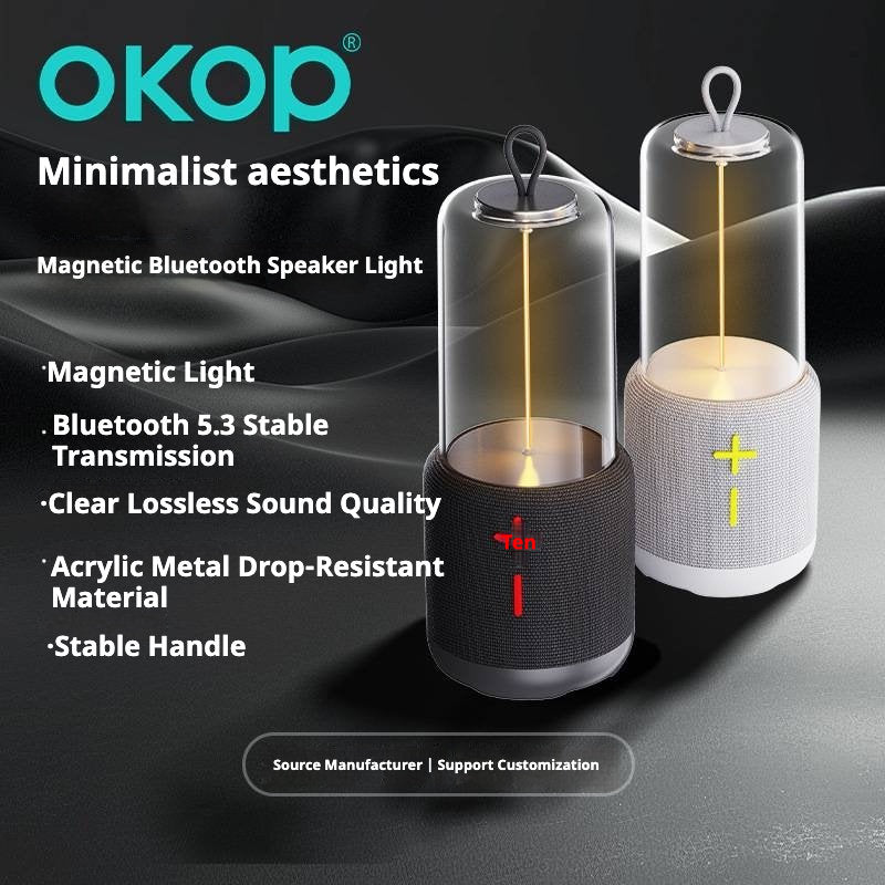 KP-816 Portable Outdoor Bluetooth Speaker With Acrylic Night Light Suitable For Bedside Or Desktop Long Battery Life