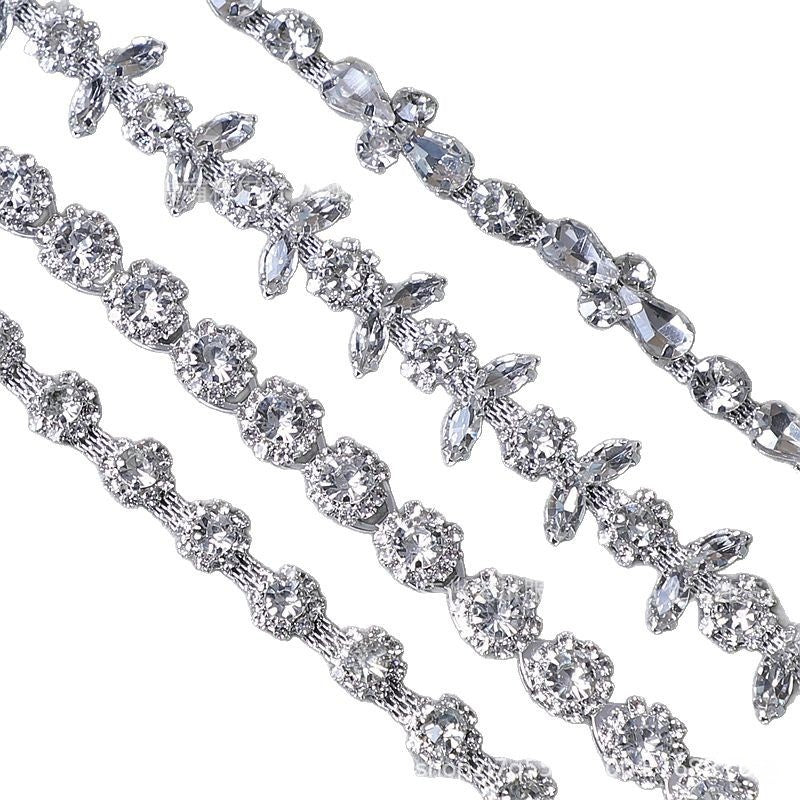 Chain Accessories Rhinestone Chain DIY Jewelry Soldered Chain Floral Design