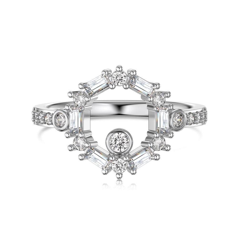Women's Korean-style Light Luxury S925 Sterling Silver Ring Exquisite Geometric Ring
