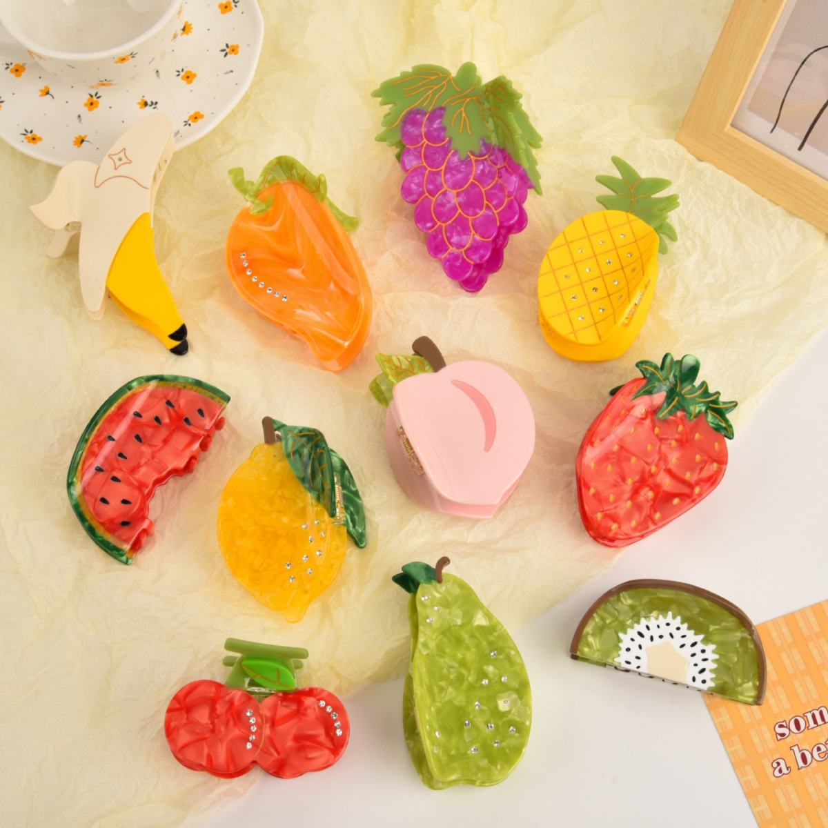 Acetate Hair Clip High-end Feel Cute Fruit Design