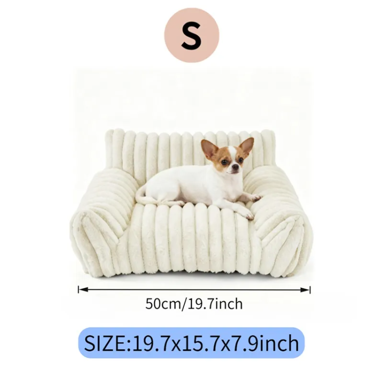 Cute Cat Couch For Pets - Fluffy Cat Beds With Premium Soft Corduroy Fleece, Fuzzy Cats Beds For Indoor Cats With Removable Washable Cover, Supportive Pet Sofa