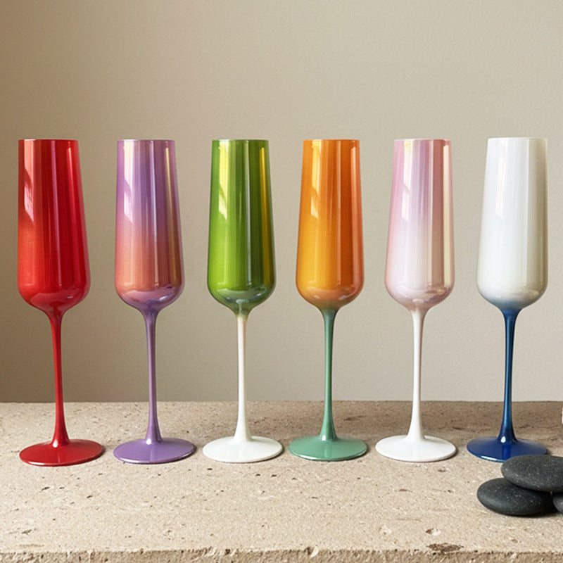 French Style Stemmed Glass Champagne Flute - Elegant Sparkling Wine Sweet Dessert Cocktail Glass for Home Bar Party