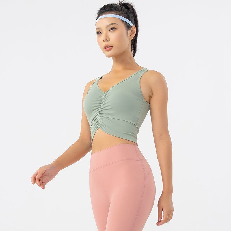 Nude Feel Yoga Sports Underwear Women's Bow Shockproof Push-up Bra