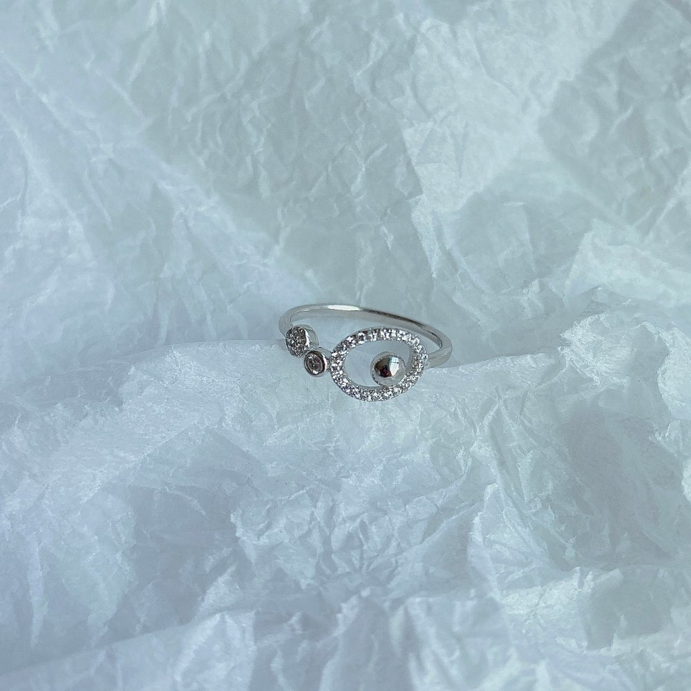 Women's Korean-style S925 Sterling Silver Round Simple And Irregular Zircon Ring