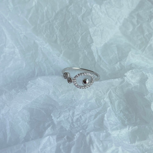 Women's Korean-style S925 Sterling Silver Round Simple And Irregular Zircon Ring