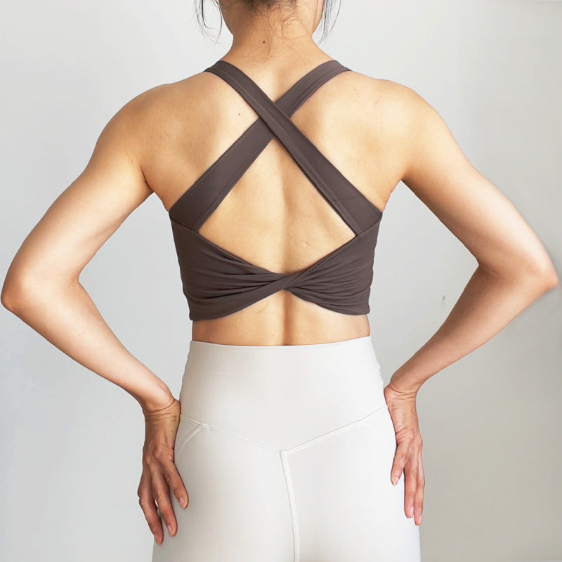 Cross Fold Design Beauty Back Yoga Vest