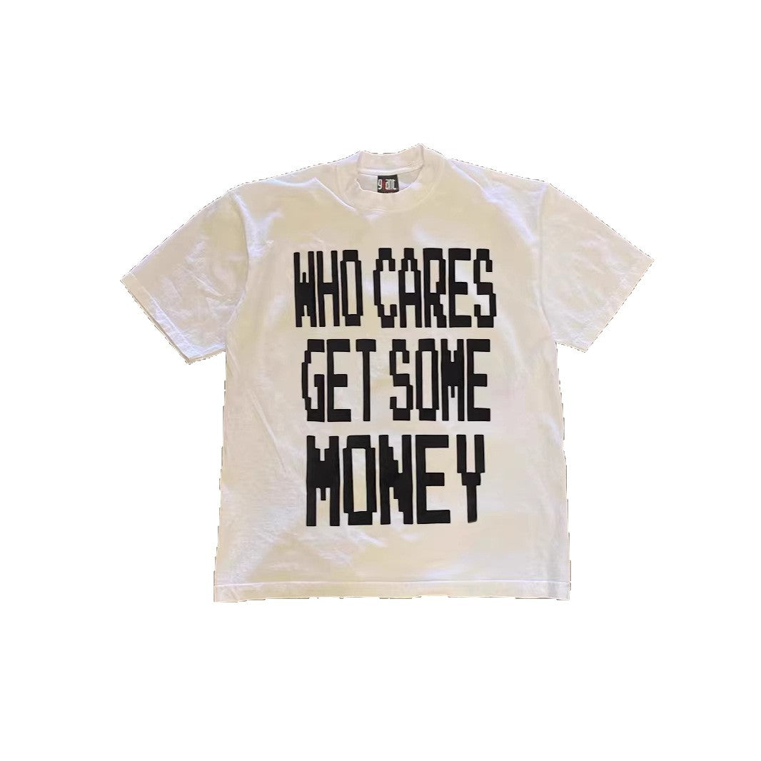 Only Care About Money Printed Couples Loose-fitting Short Sleeves