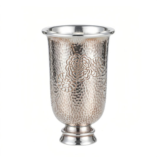 925 Sterling Silver Elegant Handcrafted  Vase with Intricate Floral Embellishment - Modern Luxury Home Decor-Premium Master Cup - Handicraft