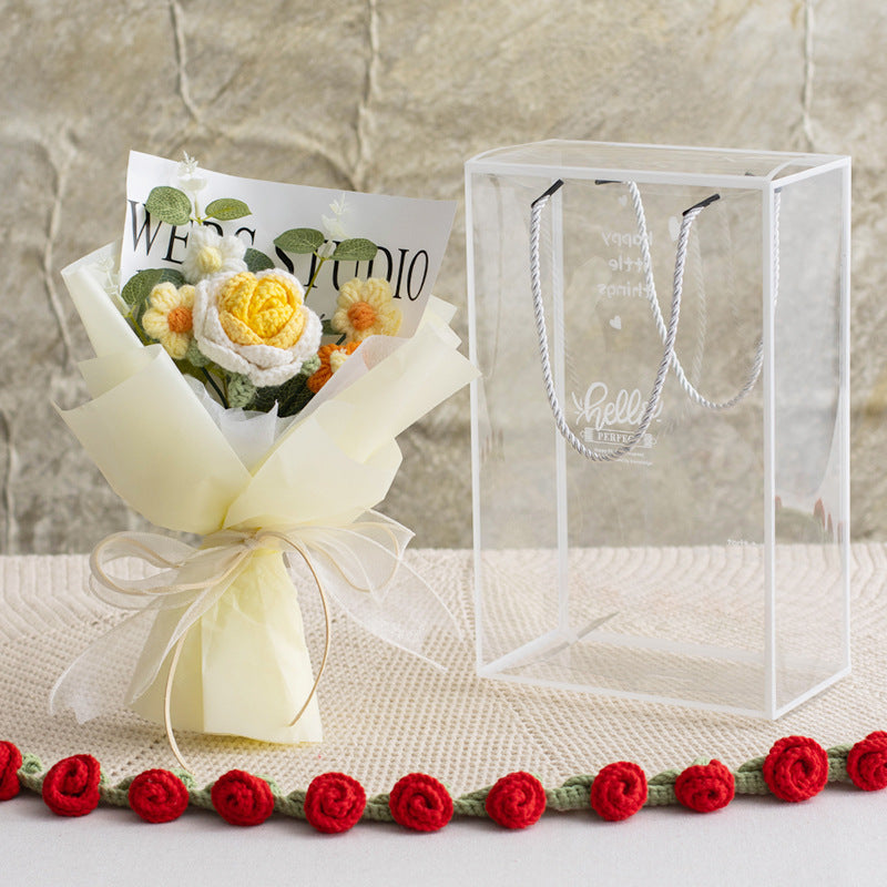 Handmade Crochet Rose Bouquet Simulation Flower Gift Box