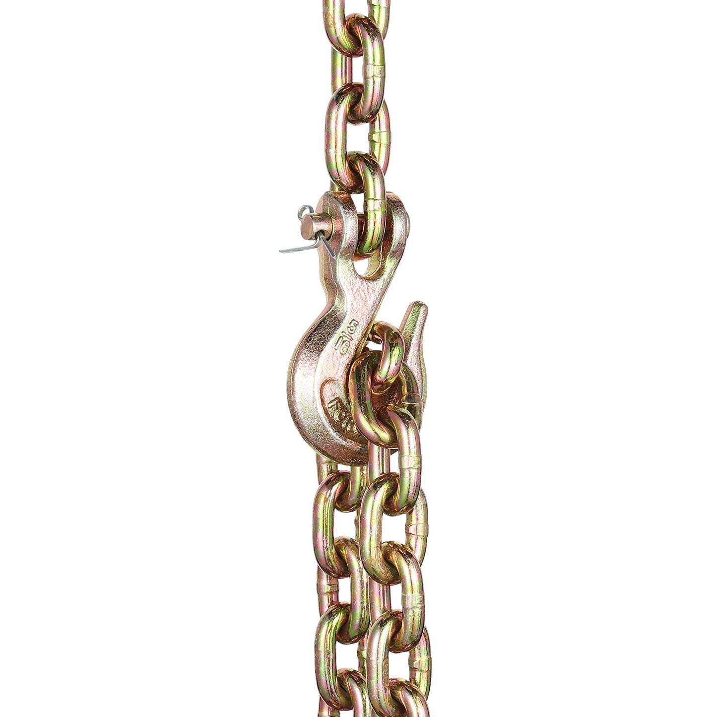 G80 Transport Binder Chain, 5/16" X 14.2' Tow Chain With Clevis Grab Hooks, 4900 Lbs Safe Working Load, Heavy Duty Trailer Logging Chain For Transporting Towing Truck Tie Down Binding Equipment