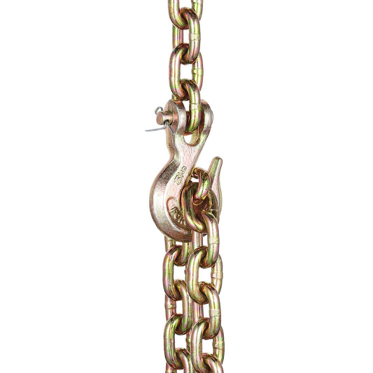 G80 Transport Binder Chain, 5/16" X 14.2' Tow Chain With Clevis Grab Hooks, 4900 Lbs Safe Working Load, Heavy Duty Trailer Logging Chain For Transporting Towing Truck Tie Down Binding Equipment