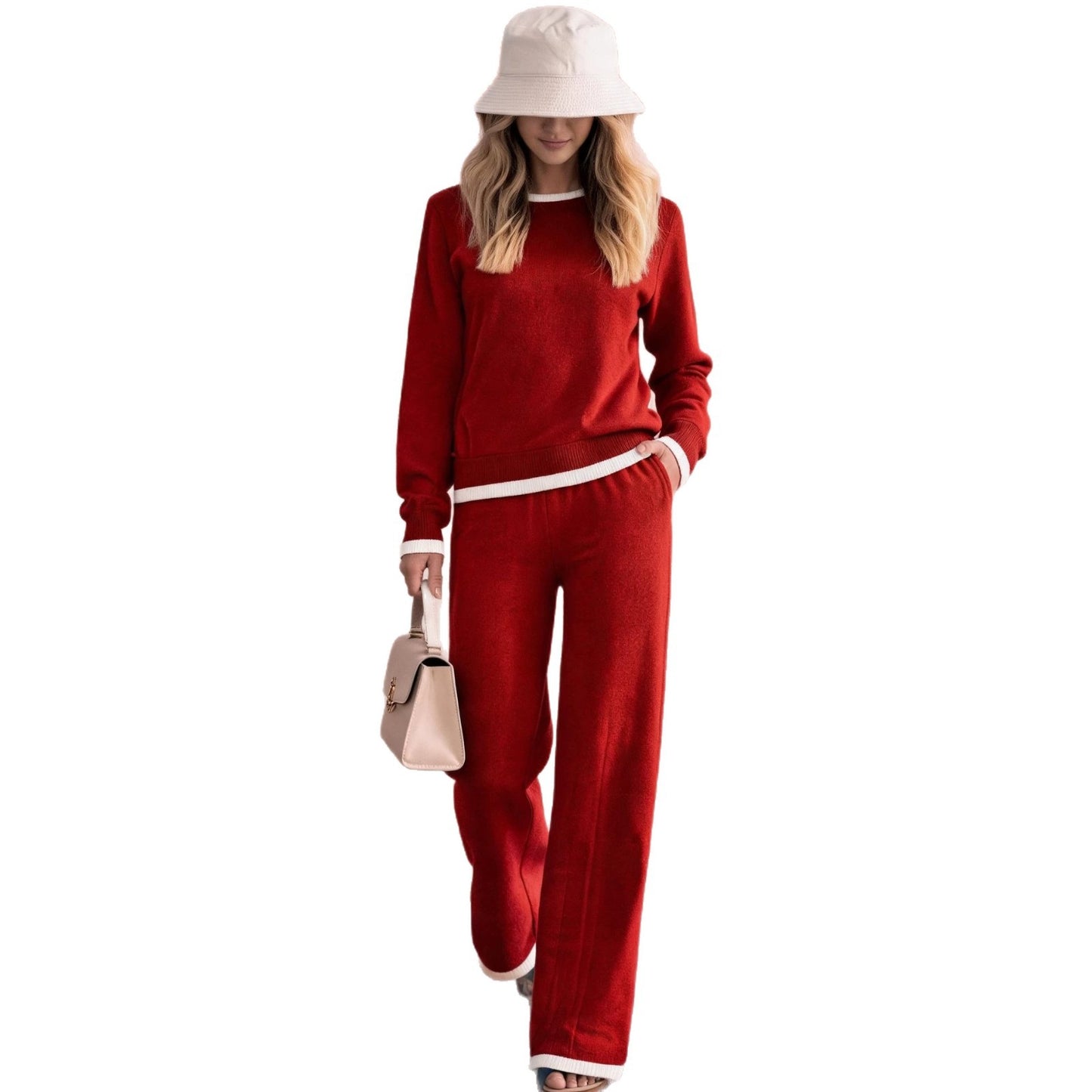 New Fallwinter White Edged Sweater Set