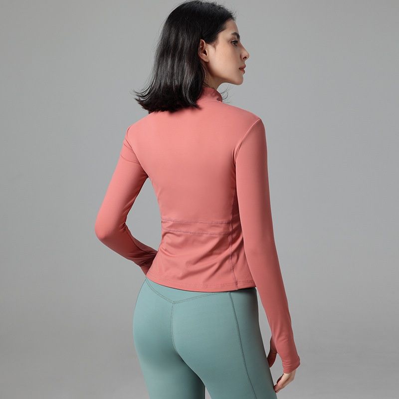 Skin-friendly Nude Feel Yoga Sports Jacket Zipper Running Stretch Tight