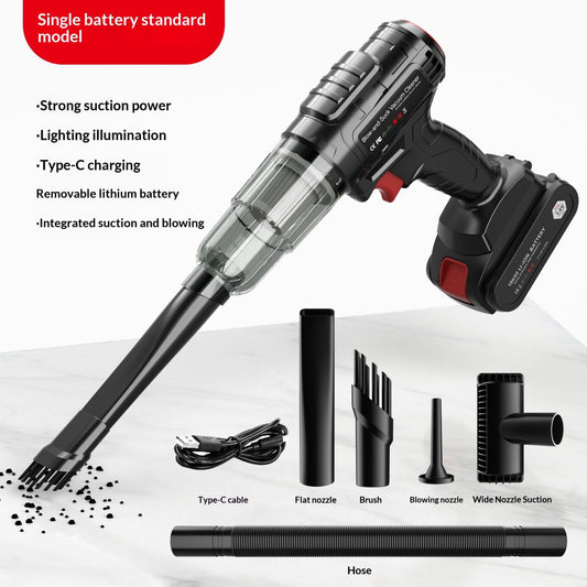 Cordless Lithium Handheld Car Vacuum Cleaner, Detachable Mini Powerful High Suction Vehicle Vacuum With Wireless Charging