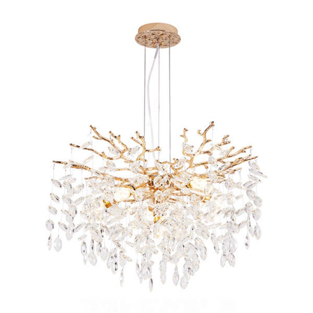 Modern Tree Branch Crystal Chandelier Luxury Gold Crystal Pendant Lighting 23.6in Contemporary 6-Light Chandeliers For Dining Room Kitchen Bedroom Living Room Bulb Is Not Including