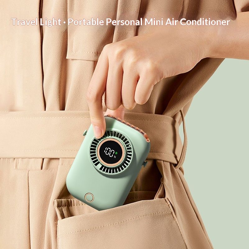 Smart Seven-Color Ambient Light Neck-Mounted Portable Fan