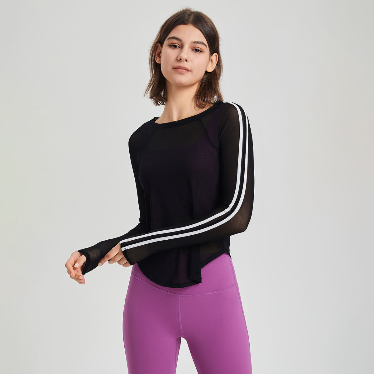 Sports T-shirt Mesh Quick-drying Long Sleeve Slim Fit Breathable Running Fitness Top Yoga Clothes Blouse