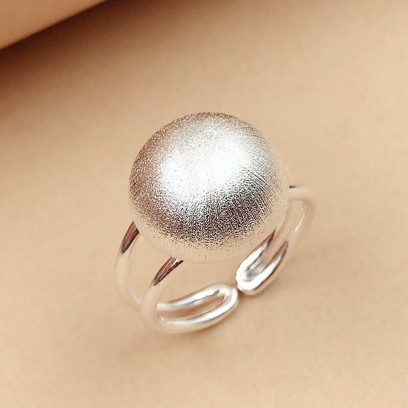 1pcs 999 Sterling Silver Sphere Statement Ring, Sleek Modern Style, Ideal For Birthdays & Minimalist Jewelry Gifts