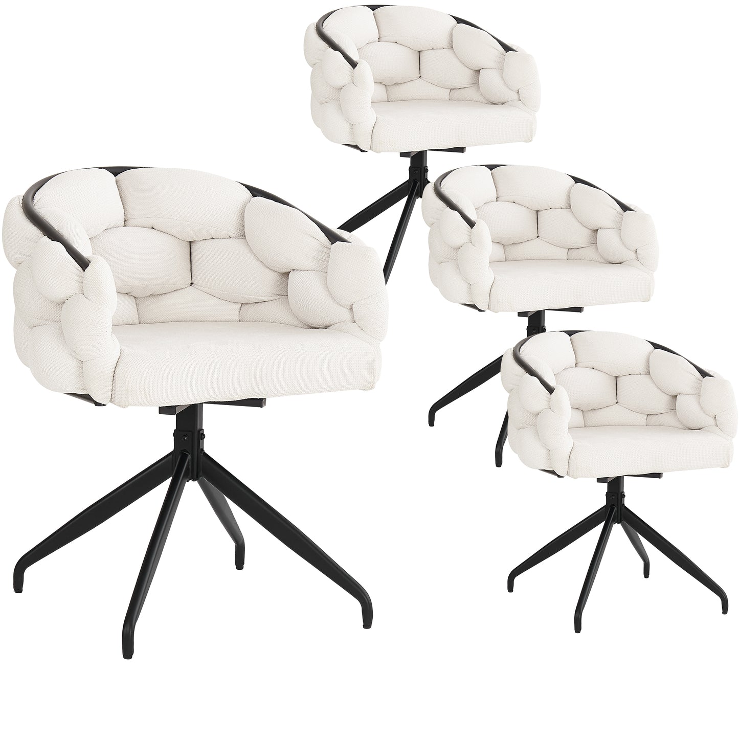Luxury Chair 4 Pcs , Swivel Chair, 360 Swivel, Living Room Chairs, Dining Chairs, Makeup Chairs, Modern Fashion Style Chairs,Dining Chairs With Backrest,Ergonomic Chair, Bubble Chairs,Beige