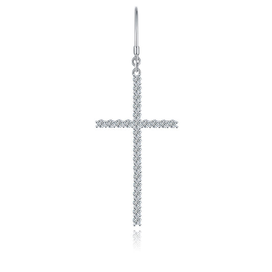 S925 Sterling Silver Moissanite Cross Dangle Earrings  Pave Hook Drop With GRA Certificate Platinum Plated Christian Jewelry Gift Box Set For Women