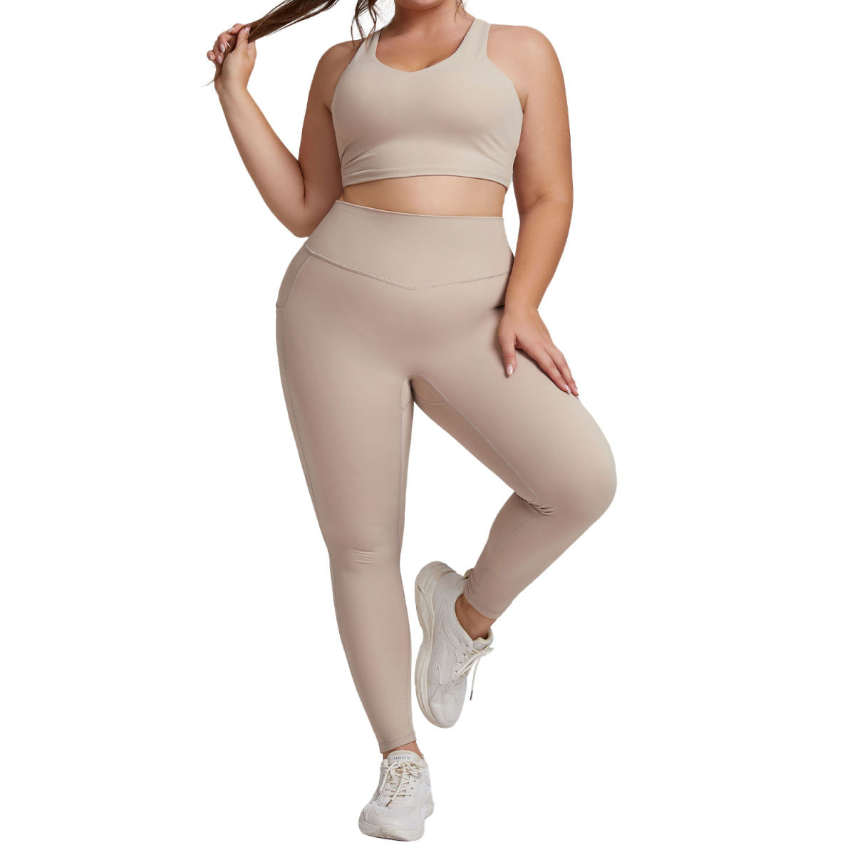 New Plus-Size Womens High-Waisted Yoga Leggings With Pockets