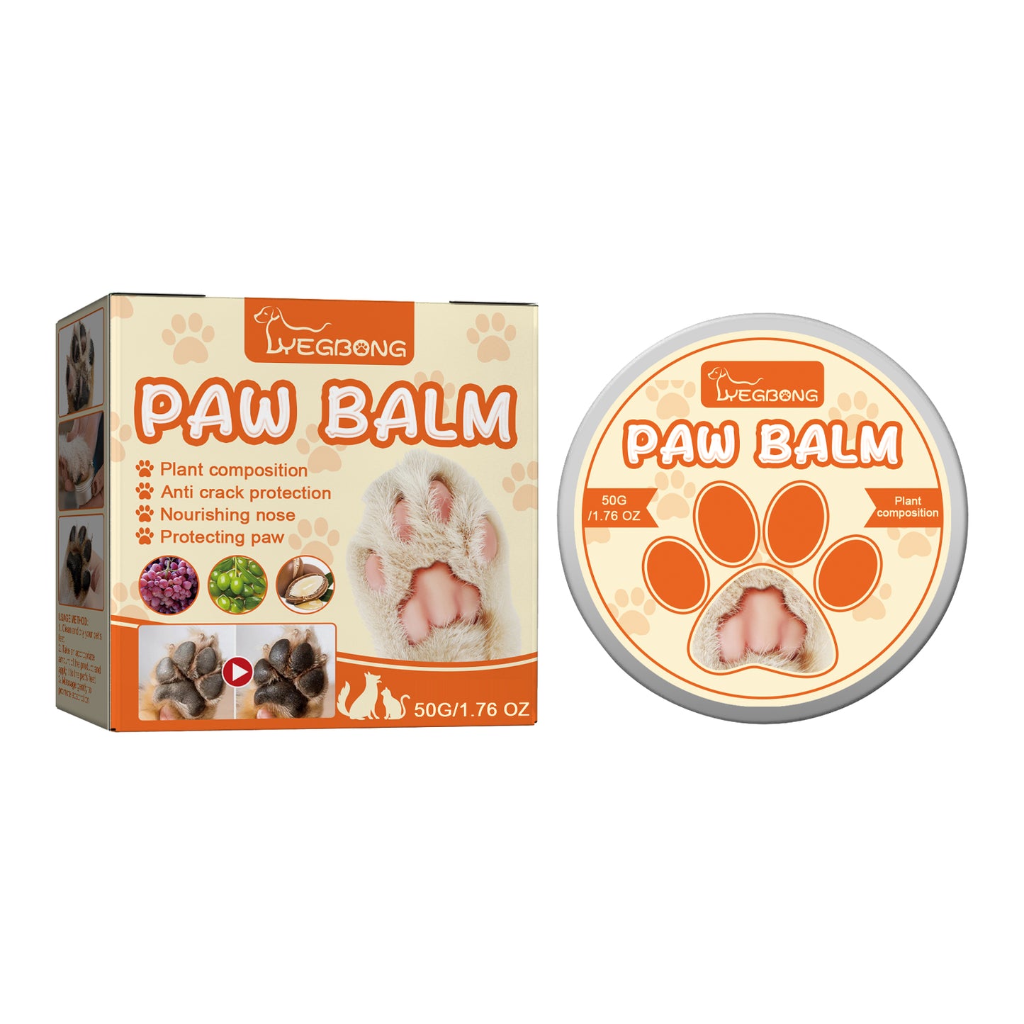 Yegbong Pet Moisturizing Paw Care Cream, Cats And Dogs Universal Moisturizing Feet Soles Meat Pad Cracked Care Cream