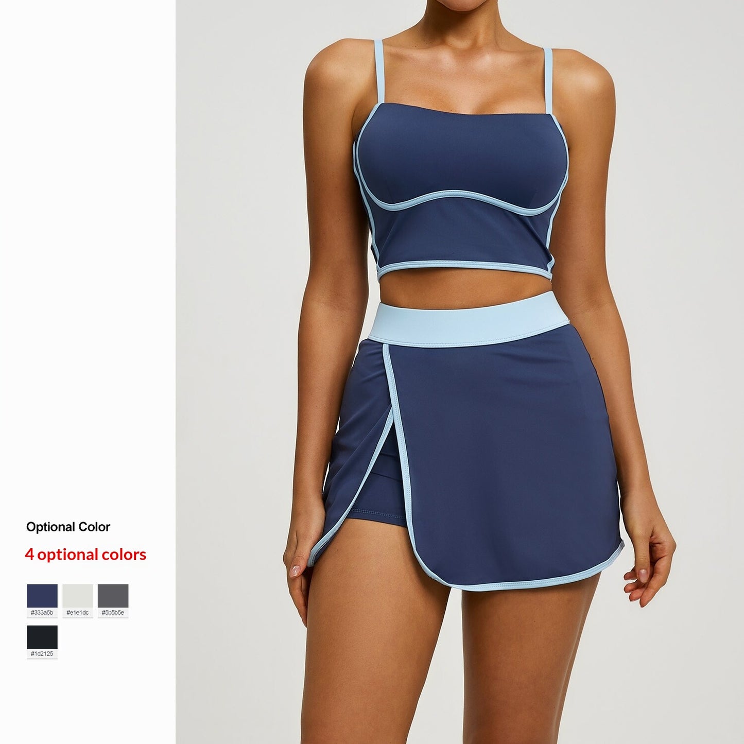 Summer Linear Sports Outfit, Anti-Chafing Activewear For Outdoor Running, Fitness And Yoga