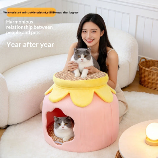 Closed All-in-one Cat Bed With A Cooling Mat For Summer