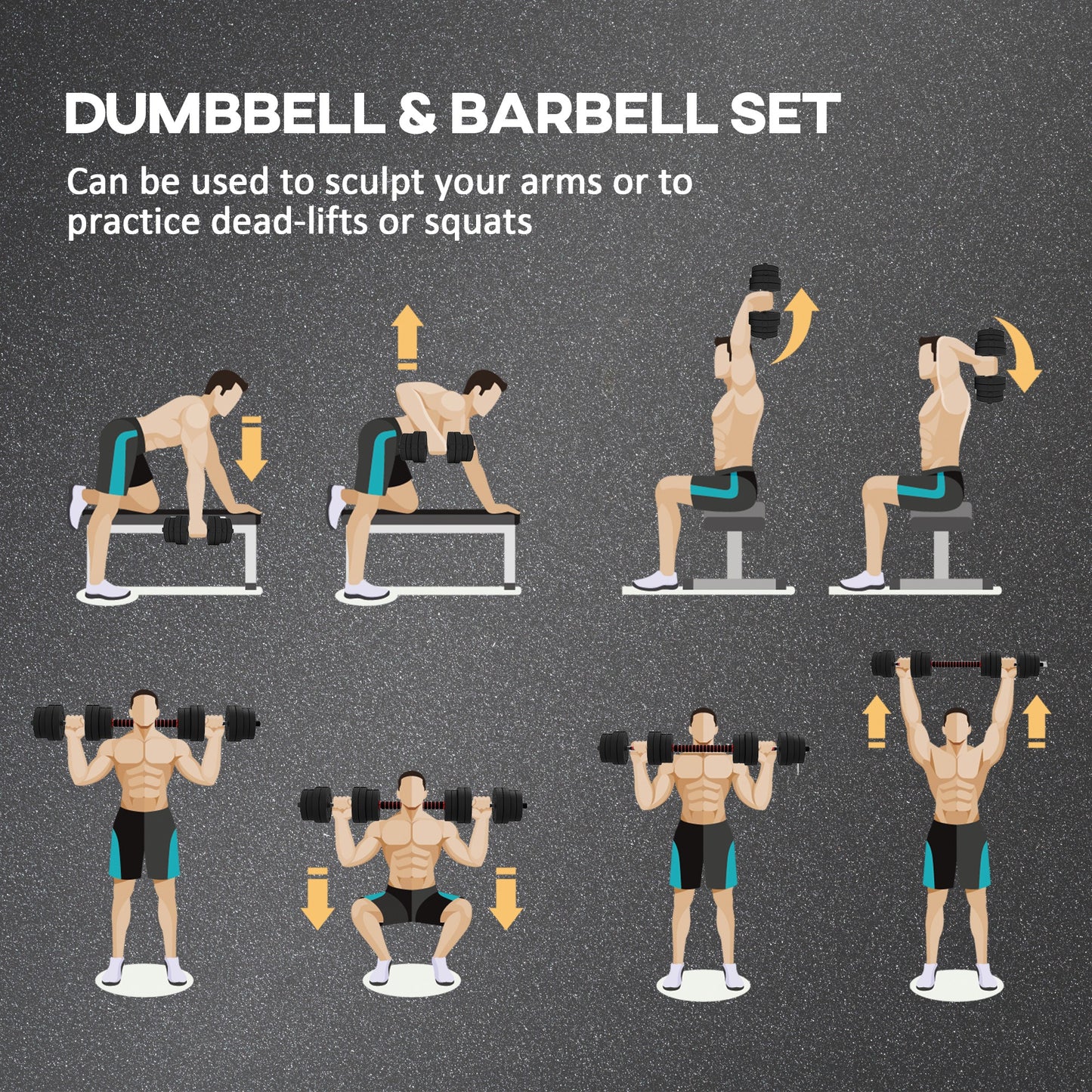 30kg 2 IN 1 Adjustable Dumbbells Weight Set, Dumbbell Hand Weight Barbell For Body Fitness, Lifting Training For Home, Office, Gym, Black