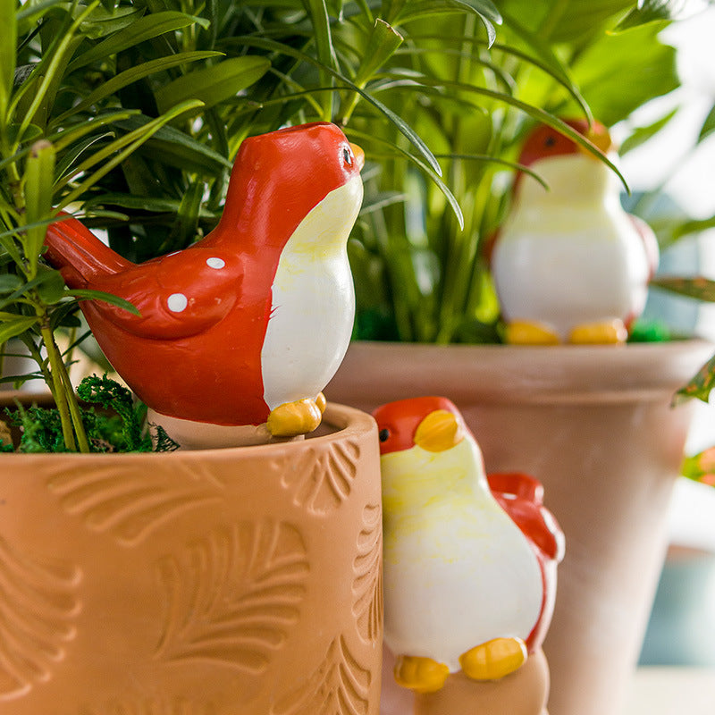 Rising Red Ceramic Smart Bird Drainer Watering Machine
