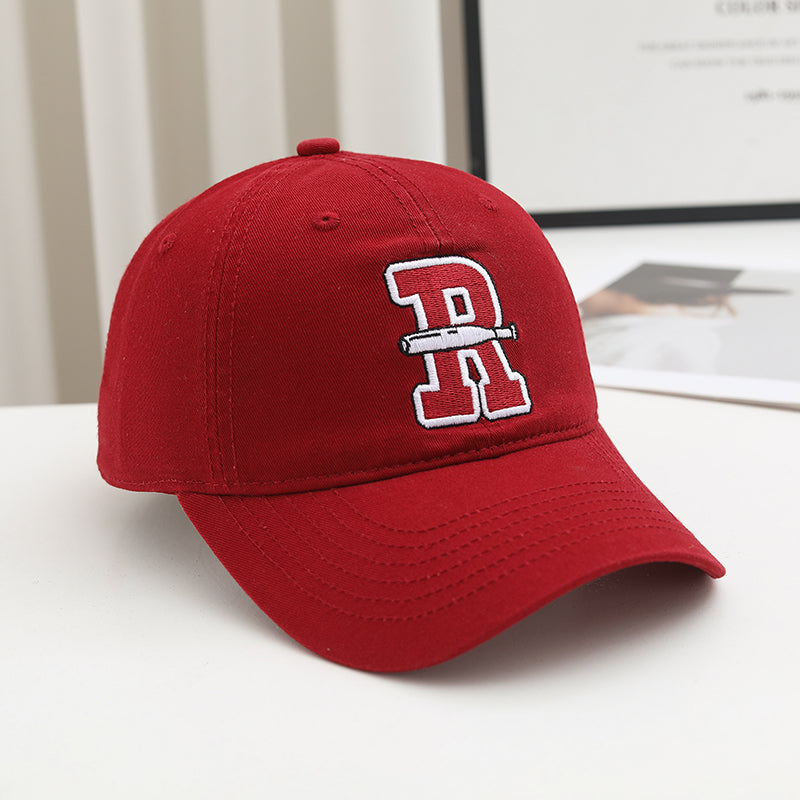 Summer Men's And Women's All-purpose Solid-color Embroidered R-letter Casual Korean-style Baseball Cap For Daily Couple Date Outfits