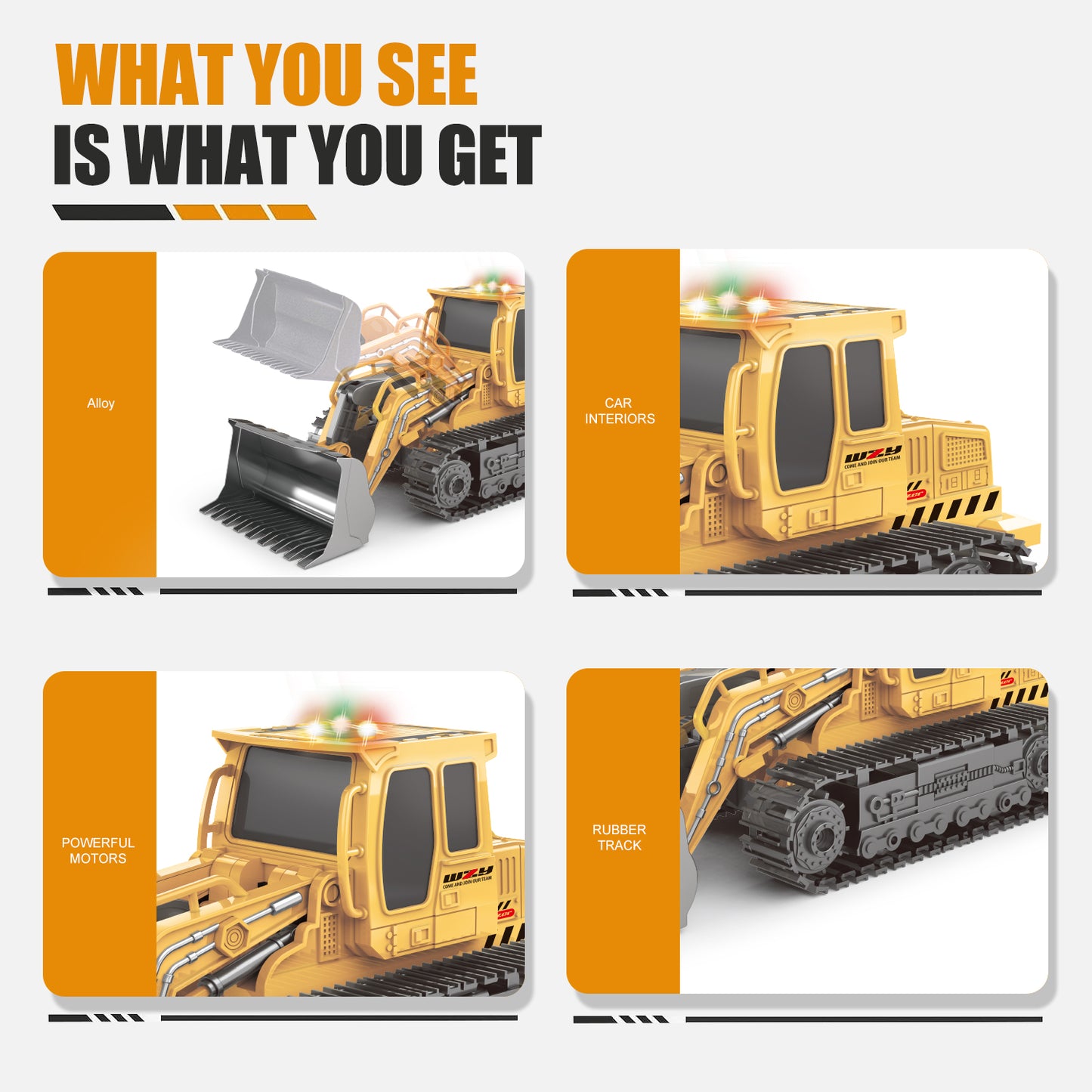 Remote-controlled Engineering Vehicle Toy Bulldozer Excavator Kids Gifts