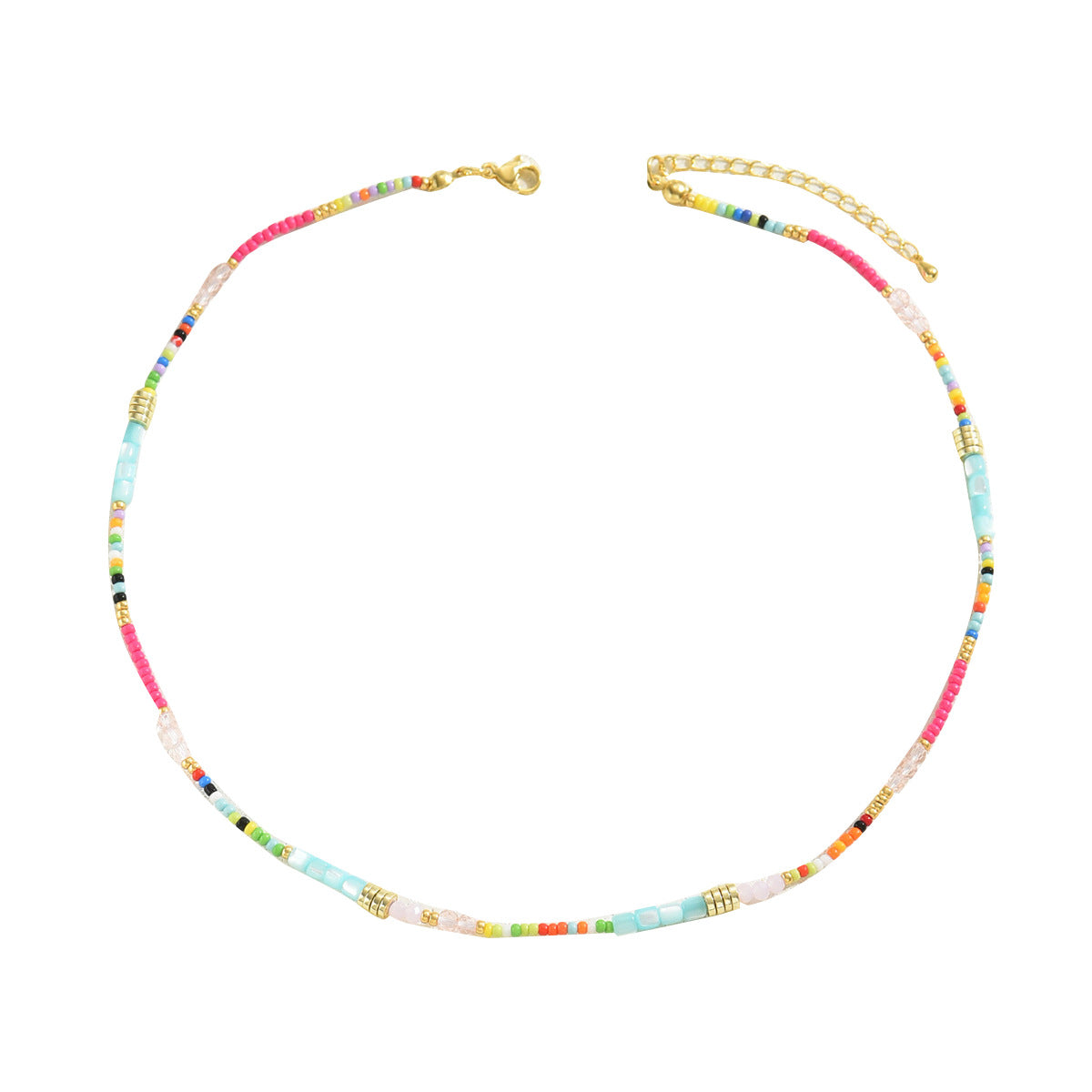 Cross-border European American Women Necklace, Unique Bohemian Creative Design Long Chain Strung With Colorful Crystal Beads, Versatile Daily Neck Accessories