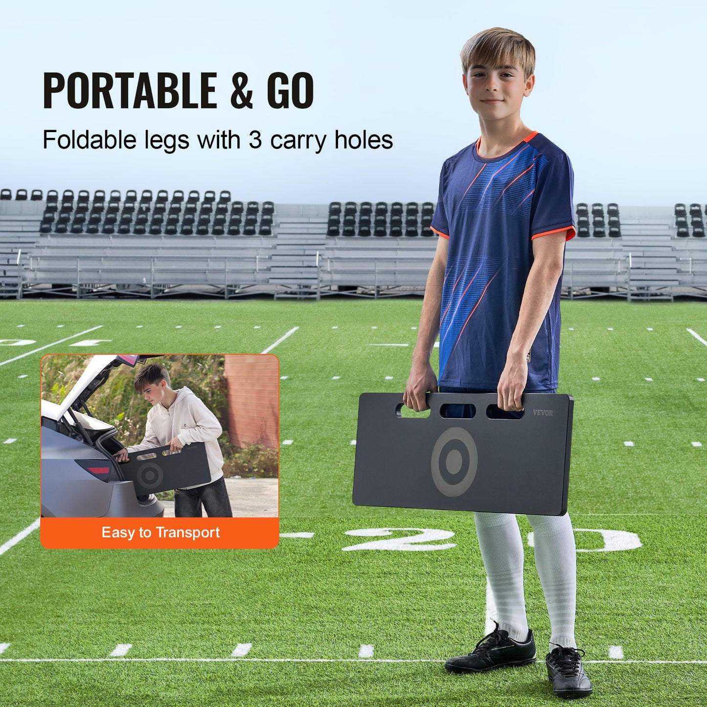 Soccer Rebounder Board, 32"X12" Portable Soccer Wall With 2 Angles Rebound, Foldable HDPE Kickback Rebound Board, Soccer Training Equipment For Kids And Adults, Passing & Shooting Practice