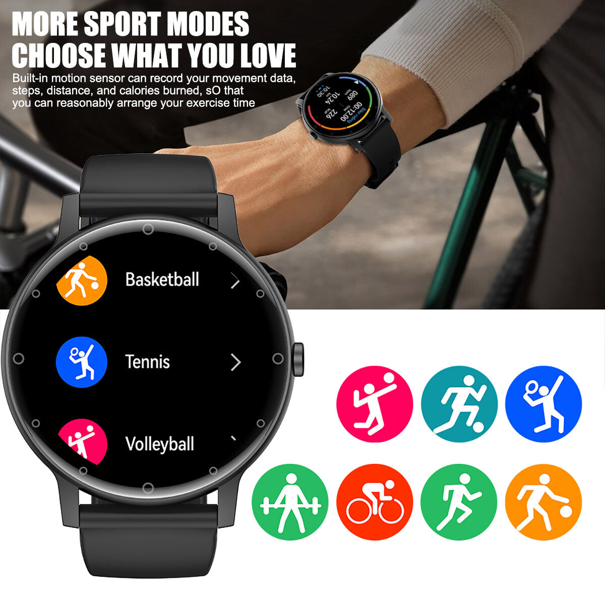 BT Bluetooth Call Smart Watch Outdoor Sports Fitness Tracker Voice Assistant
