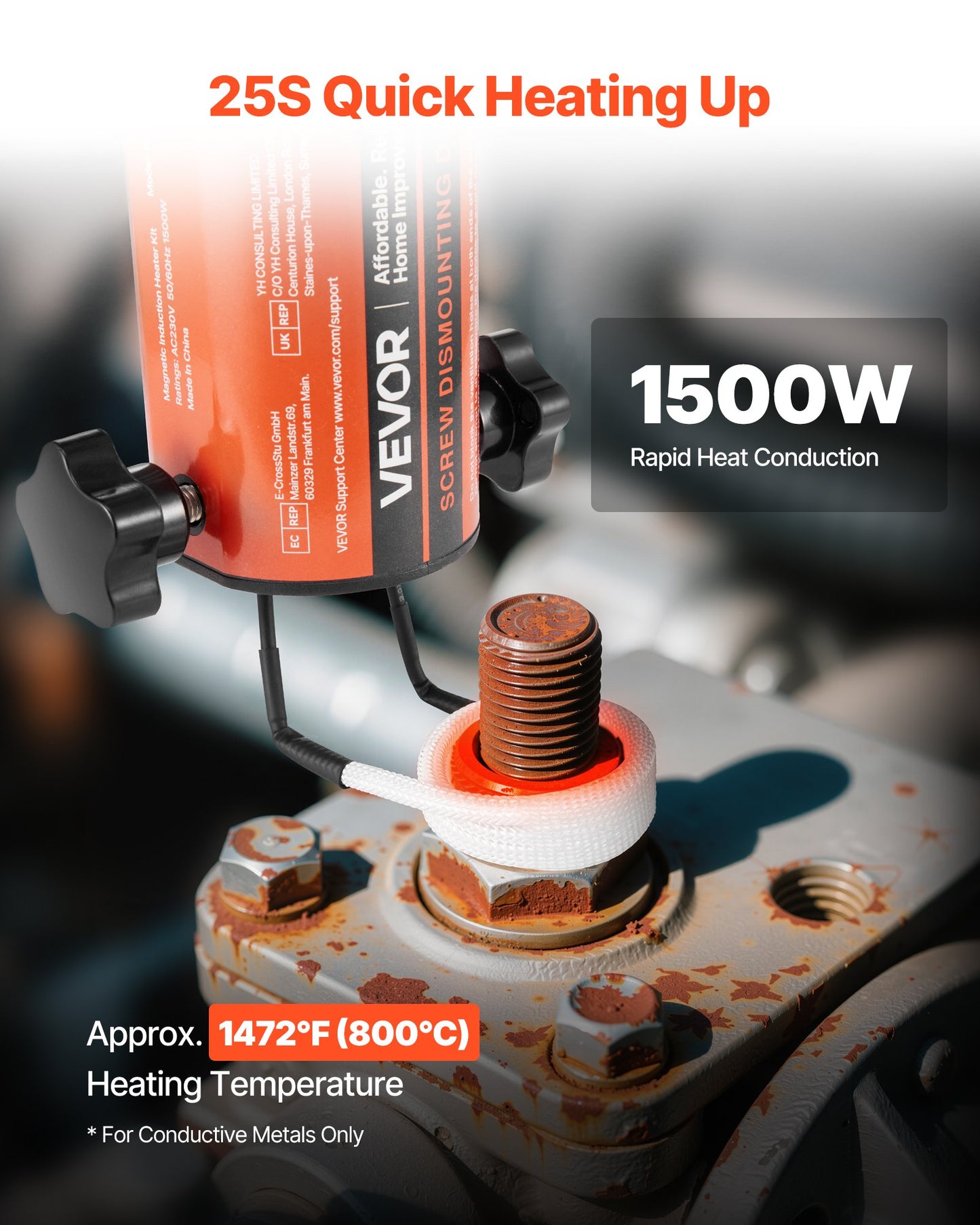 Induction Heater Bolt Removal, 1500W 110V Magnetic Induction Heater Kit, Handheld Nut Buster Tool, Mini Heating Machine For Rusty Screw Removing, Car Garage Repairing Tools With 8 Coil And Box